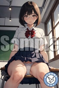 『A4サイズ 美女ポスター』イラスト 青春 アオハル 幼馴染 ローアングル パンチラ パンモロ 眼鏡 お尻 ふともも 恥じらい 清楚 SPK2