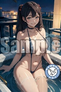 『A4サイズ 美女ポスター』イラスト お姉さん ビキニ ハイレグ フェチ セクシー ナイトプール 巨乳 ふともも 食い込み 密会 DD120