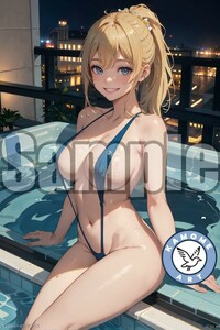 『A4サイズ 美女ポスター』イラスト お姉さん ビキニ ハイレグ フェチ セクシー ナイトプール 巨乳 ふともも 食い込み 密会 DD109