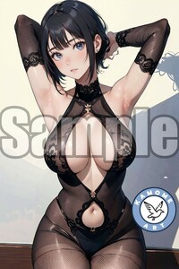 『A4サイズ 美女ポスター』イラスト お姉さん パンスト フェチ セクシー 黒ストッキング 巨乳 ふともも わき 密会 甘い時間 DD107