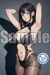 『A4サイズ 美女ポスター』イラスト お姉さん パンスト フェチ セクシー 黒ストッキング 巨乳 ふともも わき 密会 甘い時間 DD104