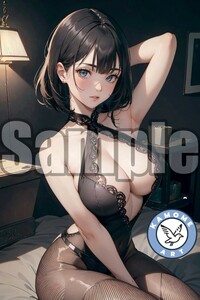 『A4サイズ 美女ポスター』イラスト お姉さん パンスト フェチ セクシー 黒ストッキング 巨乳 ふともも わき 密会 甘い時間 DD97