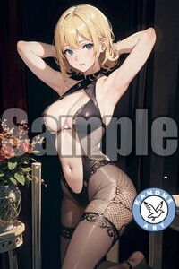 『A4サイズ 美女ポスター』イラスト お姉さん パンスト フェチ セクシー 黒ストッキング 巨乳 ふともも わき 密会 甘い時間 DD91