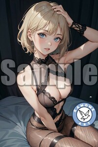 『A4サイズ 美女ポスター』イラスト お姉さん パンスト フェチ セクシー 黒ストッキング 巨乳 ふともも わき 密会 甘い時間 DD72