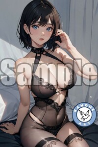 『A4サイズ 美女ポスター』イラスト お姉さん パンスト フェチ セクシー 黒ストッキング 巨乳 ふともも わき 密会 甘い時間 DD61