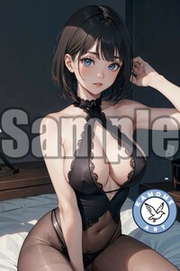 『A4サイズ 美女ポスター』イラスト お姉さん パンスト フェチ セクシー 黒ストッキング 巨乳 ふともも わき 密会 甘い時間 DD60