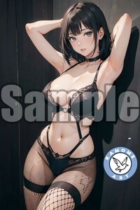 『A4サイズ 美女ポスター』イラスト お姉さん パンスト フェチ セクシー 黒ストッキング 巨乳 ふともも わき 密会 甘い時間 DD55