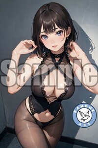 『A4サイズ 美女ポスター』イラスト お姉さん パンスト フェチ セクシー 黒ストッキング 巨乳 ふともも わき 密会 甘い時間 DD46