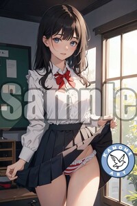 『A4サイズ 美女ポスター』イラスト 青春 アオハル 幼馴染 秘密 清楚 パンチラ パンモロ ローアングル ひらり 美少女 夢 愛 AH4