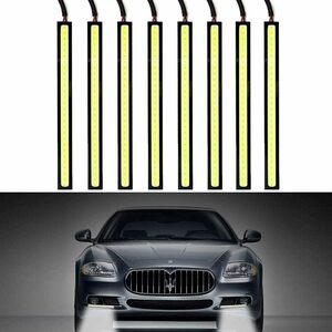 【8本】デイライト カー オートドライビング昼間走行ランプ フォグライト 白 全面発光 LED COB フォグランプ 汎用 長さ17cm 12V