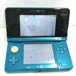 S122-W14-162 * Nintendo Nintendo nintendo 3DS CTR-001 aqua blue game machine body the first period . ending electrification has confirmed ③