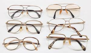 R576-I39-2447* glasses glasses 6 point set ZEISS*HA*GLANZ etc. 14KGF stamp equipped glasses summarize farsighted glasses set sale ④