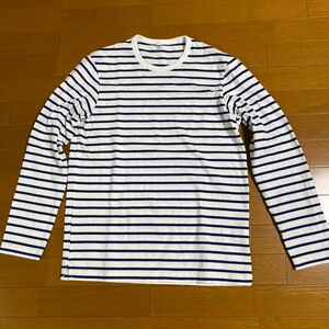 ユニクロ　メンズ　ボーダー　コットン　クルーネック　Tシャツ　長袖　Lサイズ