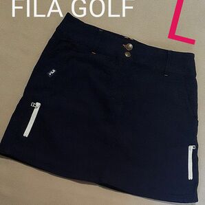 【超美品】FILA GOLF フィラゴルフ　 スカート ストレッチ　濃紺　ワッペン　刺繍ロゴ　レディースL