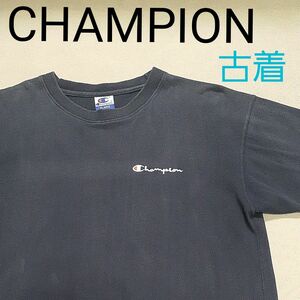 【古着】CHAMPION　チャンピオン　Tシャツ　紺色 XL