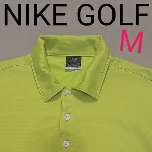 【美品】ナイキ　NIKE　半袖ポロシャツ　メンズM　イエロー　刺繍ロゴ　ゴルフ　打ちっぱなし