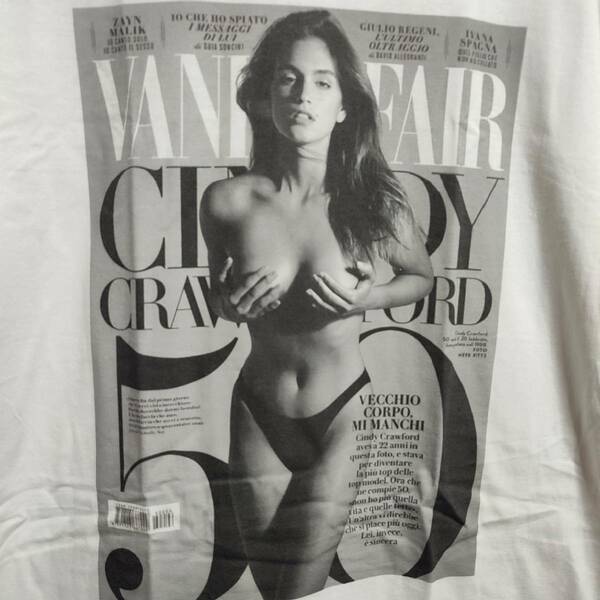 シンディクロフォード（Cindy Crawford) 『ヴァニティフェア（Vanity Fair）』【Lサイズ】BIGプリントTシャツ 新品★PLAYBOY プレイボーイ