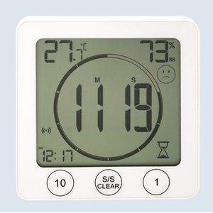 ☆ホワイト お風呂 時計 防水 バスクロック デジタル時計 温湿度計 アラーム 壁掛け 吸盤 卓上置き 温度計 湿度計 半身