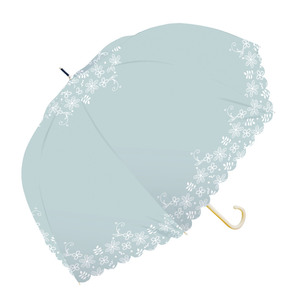 * UJ2461 embroidery race green * rain . combined use long umbrella 60cm umbrella lady's . rain combined use long umbrella dome type stylish lovely Jump dome 60cm