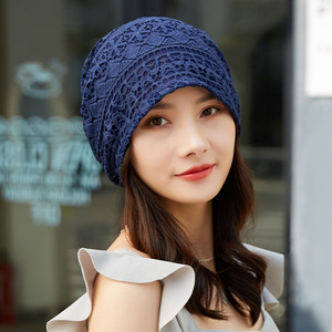 ☆ブルー☆帽子 レディース kbeanie11 レースヘアキャップ レディース 帽子 レース ケア帽子 医療用帽子 ヘアキャップ 通気性