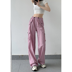* розовый × длинный * L размер * брюки-карго kpants406 брюки-карго женский свободно широкий брюки длинные брюки брюки рабочая одежда широкий 