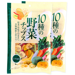 ☆ うす塩味 ☆ 10種の野菜チップス 2個セット 野菜チップス 国産 2袋セット 味源 あじげん おやつ 子供 野菜嫌い 塩味 美味しい おいしい