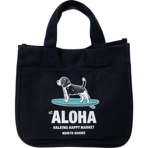 ☆ DOG/BLACK ☆ HALEIWA アロハプリント ミニトート ハレイワ ミニトート HALEIWA HAPPY MARKET ハレイワハッピーマーケット ランチバッグ