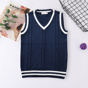 * navy * L * knitted the best pkvest0606 the best uniform school vest knitted sweater school uniform Vne Klein entering stripe 