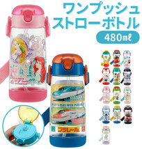 ☆ スヌーピー 水筒 ストロー 子供 保冷 ストローボトル 480ml スケーター キッズ 子供用 こども ワンプッシュボトル クリアボトル 透明_画像3