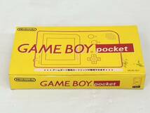 A534-115873 Nintendo 任天堂 GAME BOY pocket ゲームボーイポケット MGB-001 イエロー 箱付き 通電動作OK ③_画像1