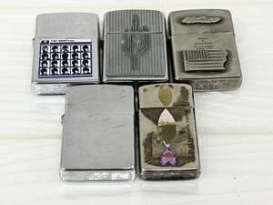 C505-T12-1065 ▲ ZIPPO ジッポ 喫煙具 喫煙グッズ まとめ売り 5点 オイルライター シルバー 柄あり 2000年製 その他 火花あり ⑥