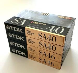 518-6 未開封『TDK SA』40分x2本、46分x2本、計4本セット（TDK・ハイポジション・カセットテープ）