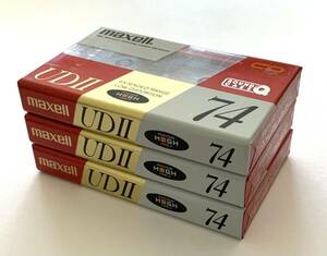 518-3 未開封『maxell UDⅡ74』3本セット（日立マクセル・ハイポジション・カセットテープ）