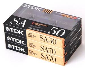 529-10 未開封『TDK SA』50分x1本、70分x2本、計3本（ハイポジション・カセットテープ）