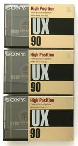 511-4 unopened SONY Hi Posi cassette tape [UX]90 : 3 pcs set (TYPEⅡ HIGH POSITION)