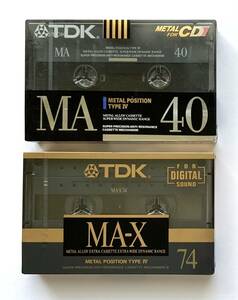0509-5 未開封 TDK メタルカセットテープ2本（MA40:1本、MA-X74:1本）METAL TYPE Ⅳ