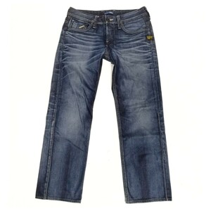 【G-STAR RAW】ジースターロウ「ATTACC LOW STRAIGHT」ヴィンテージ加工デニム ジーンズ 濃紺 W31 ストレッチデニム