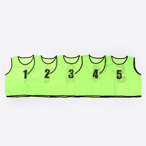 新品！ 練習・試合に小中学生～女性用ビブス1番から5番 5枚セット 緑 グリーン ゼッケン