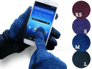 新品女性タッチパネル対応手袋スマフォスマホグローブ紫XSサイズ