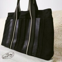 【美品】エルメス HERMES キャンバス トートバッグ ハンドバッグ ブラック トロカホリゾンタルＭＭ_画像1