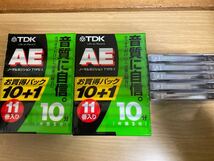 (新品未開封)【2セット22本＋おまけ5本】TDK オーディオカセットテープ AE 10分11巻パック [AE-10X11G]_画像1