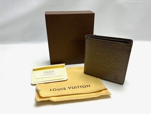 1* LOUIS VUITTON ルイ ヴィトン エピ 二つ折り 財布　ポルト ビエ カルト クレディ モネ ２つ　ペッパー ブラウン グレー 茶