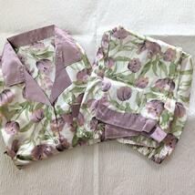 シルクタッチのパジャマ♪紫チューリップ花　サテン　春秋パジャマ_画像2