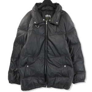 STUSSY ステューシー レザーダウンジャケット BURLY GEAR Cow Leather 牛革 オールド OLD ブラック 黒 XL 71009333