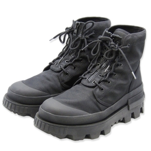 美品 4 MONCLER x HYKE モンクレール ジーニアス 44 レースアップブーツ 23SS DESERTYX ANKLE BOOTS H2 09K ブラック 黒 22000823