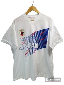 デットストック★当時物【サッカー日本代表/JAPAN】協賛品/TOYOTA/トヨタ/フレイム柄/Vネック【ゆうパケットなら送料無料】半袖/Tシャツ★