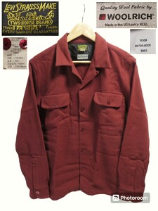 ツーホースタグ★Lサイズ【LEVIS×WOOL RICH/リーバイス×ウールリッチ】ビンテージ/オープンカラー/ウールシャツ/長袖シャツ/60705-0008★