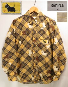 SAMPLE goods *M size [Karl Helmut/ Karl hell m] dog pattern / check / button down shirt / long sleeve shirt / check shirt / Pink House / Kaneko Isao 