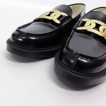 TOD'S KATE LEATHER LOAFERS SHOES 38 トッズ ケイト レザー ローファー シューズ チェーン ロゴ ブラック 黒_画像5