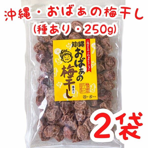 【SALE・人気商品】沖縄・おばぁの梅干し(種ありタイプ・２５０g × ２袋) 大容量 お買得 乾燥梅干し 干し梅 大好評